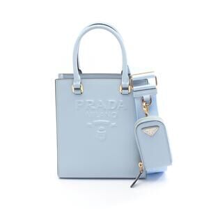 Prada Vitello Daino leather top handle bag blue